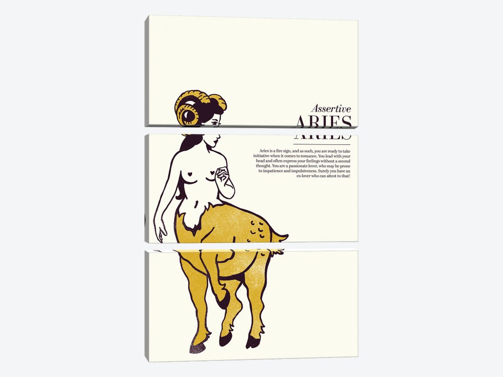 Zodiac Gold Aries by The Whiskey Ginger 3-piece Canvas Print