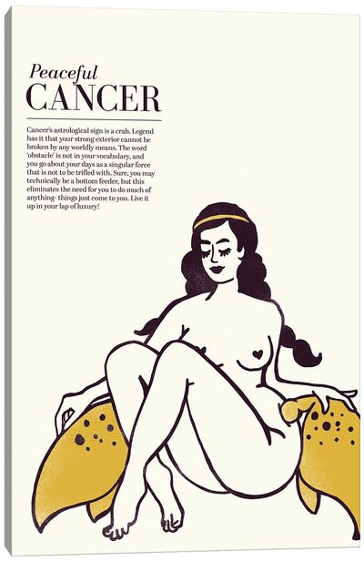 Zodiac Gold Cancer Canvas Art Print - The Whiskey Ginger
