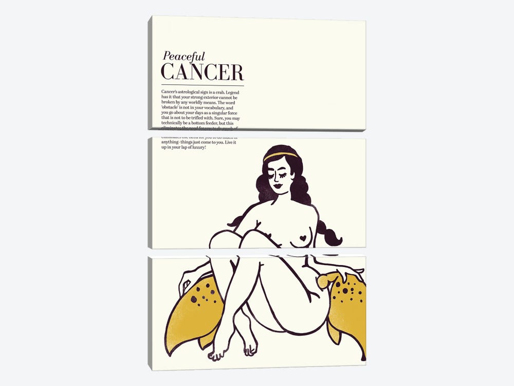 Zodiac Gold Cancer by The Whiskey Ginger 3-piece Canvas Print