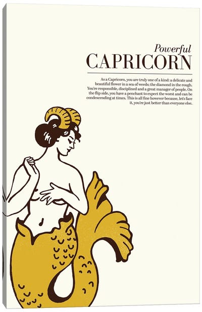 Zodiac Gold Capricorn Canvas Art Print - Capricorn Art