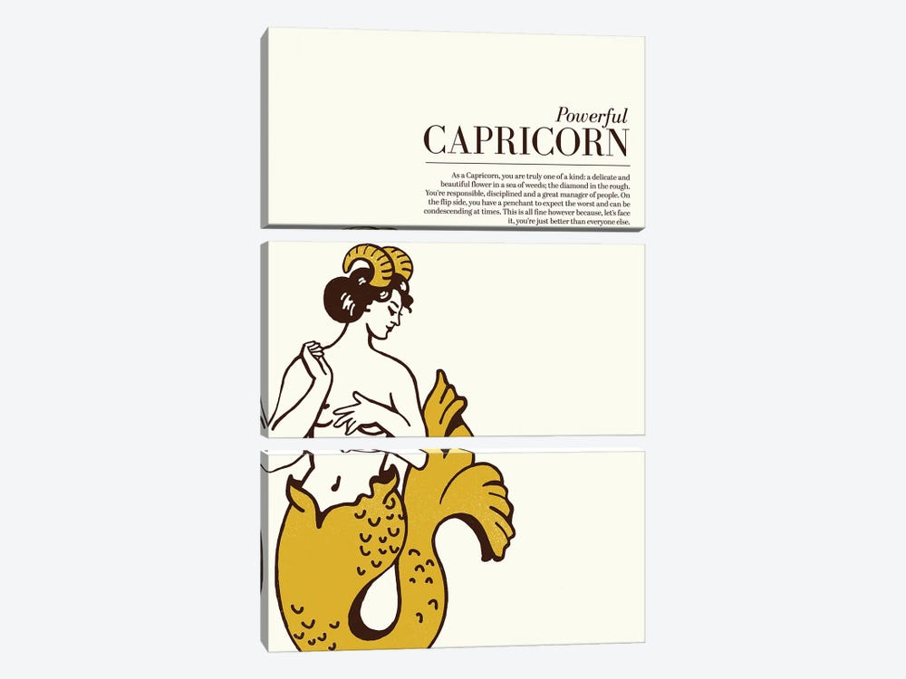 Zodiac Gold Capricorn by The Whiskey Ginger 3-piece Canvas Artwork