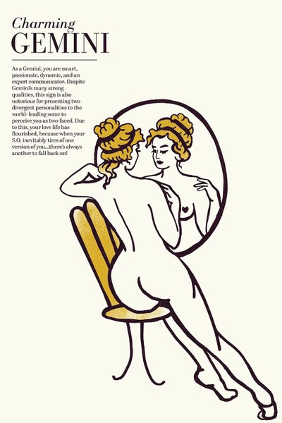 Zodiac Gold Gemini by The Whiskey Ginger metal wall art