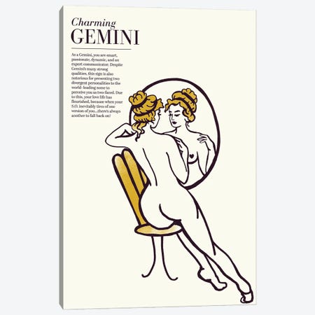 Zodiac Gold Gemini Canvas Print #TWG112} by The Whiskey Ginger Canvas Art Print