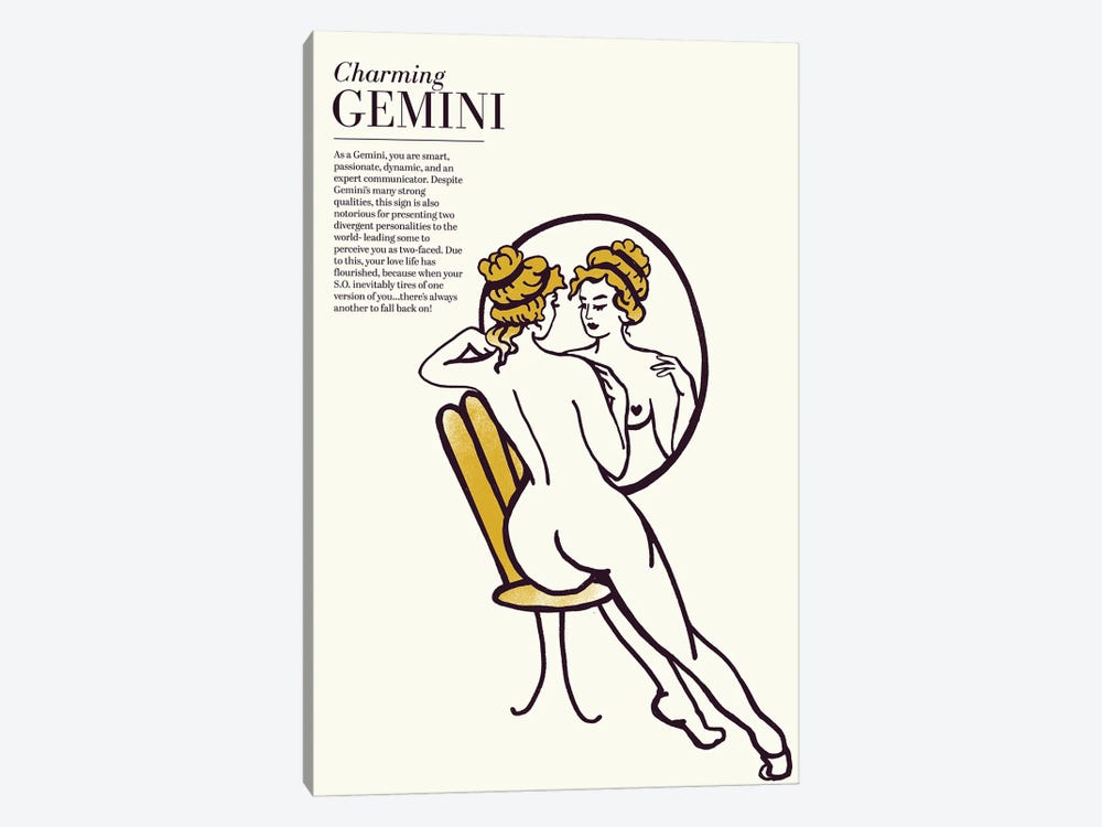 Zodiac Gold Gemini by The Whiskey Ginger 1-piece Canvas Art Print