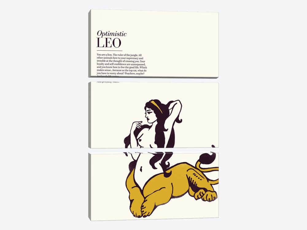 Zodiac Gold Leo by The Whiskey Ginger 3-piece Canvas Artwork
