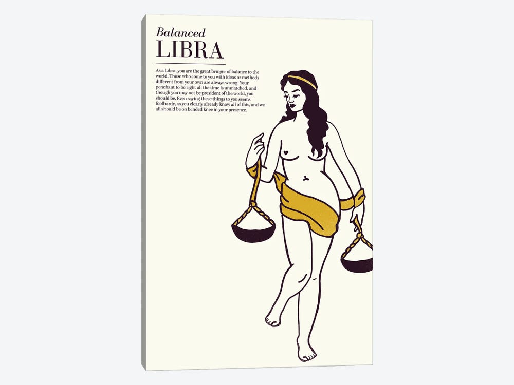 Zodiac Gold Libra by The Whiskey Ginger 1-piece Canvas Art Print