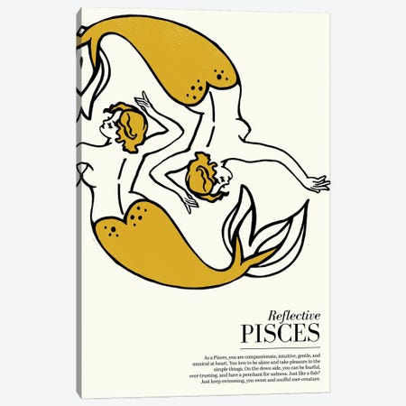 Zodiac Gold Pisces Canvas Print #TWG115} by The Whiskey Ginger Canvas Art