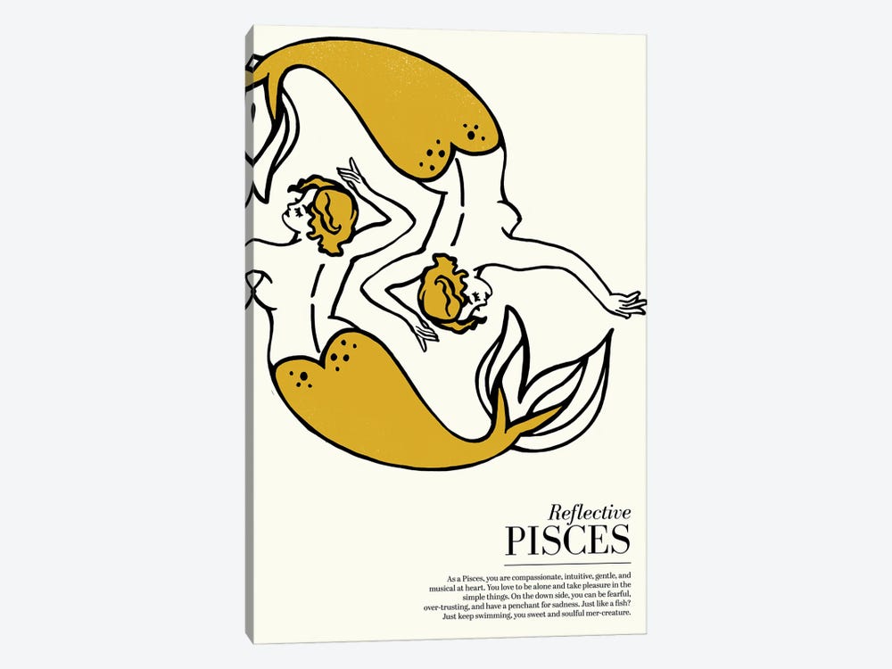 Zodiac Gold Pisces by The Whiskey Ginger 1-piece Canvas Wall Art