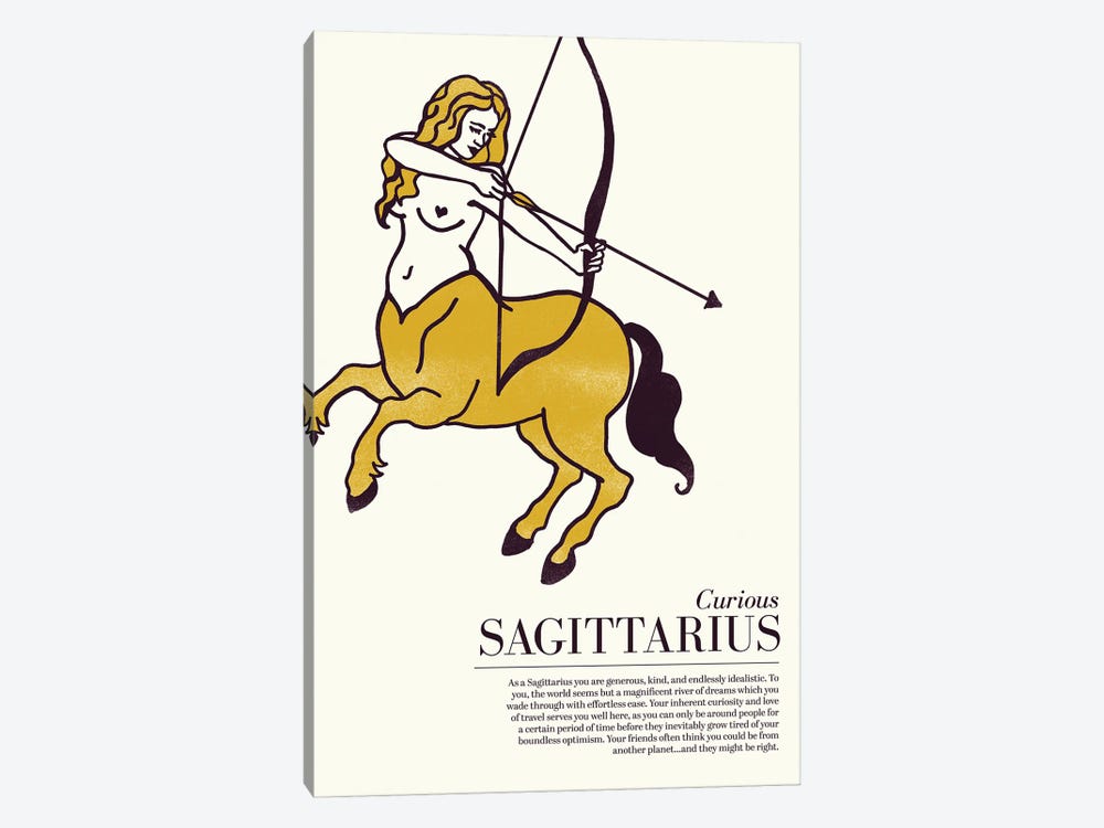 Zodiac Gold Sagittarius by The Whiskey Ginger 1-piece Canvas Print