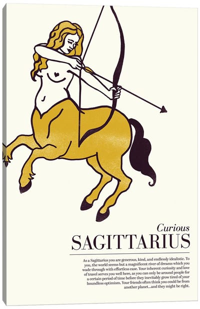 Zodiac Gold Sagittarius Canvas Art Print - Sagittarius Art