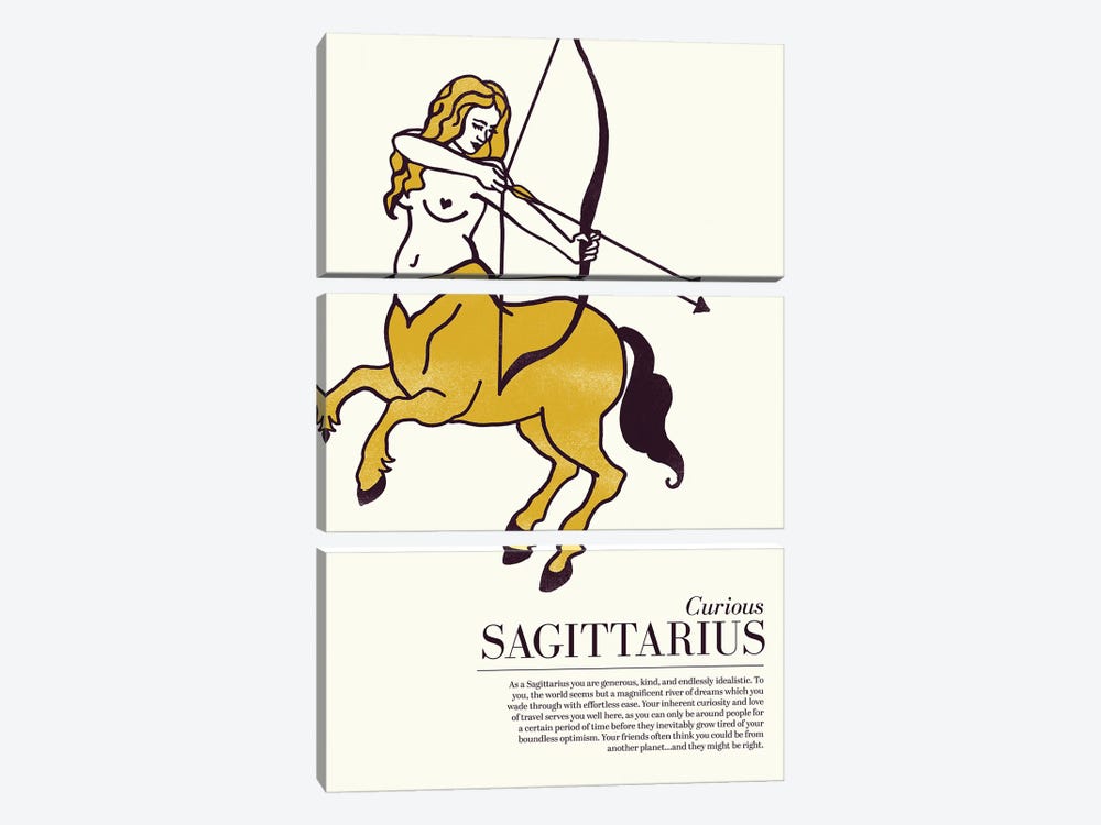 Zodiac Gold Sagittarius by The Whiskey Ginger 3-piece Canvas Art Print