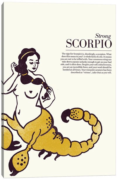 Zodiac Gold Scorpio Canvas Art Print - Scorpio Art