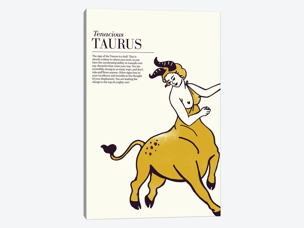 Zodiac Gold Taurus by The Whiskey Ginger 1-piece Art Print
