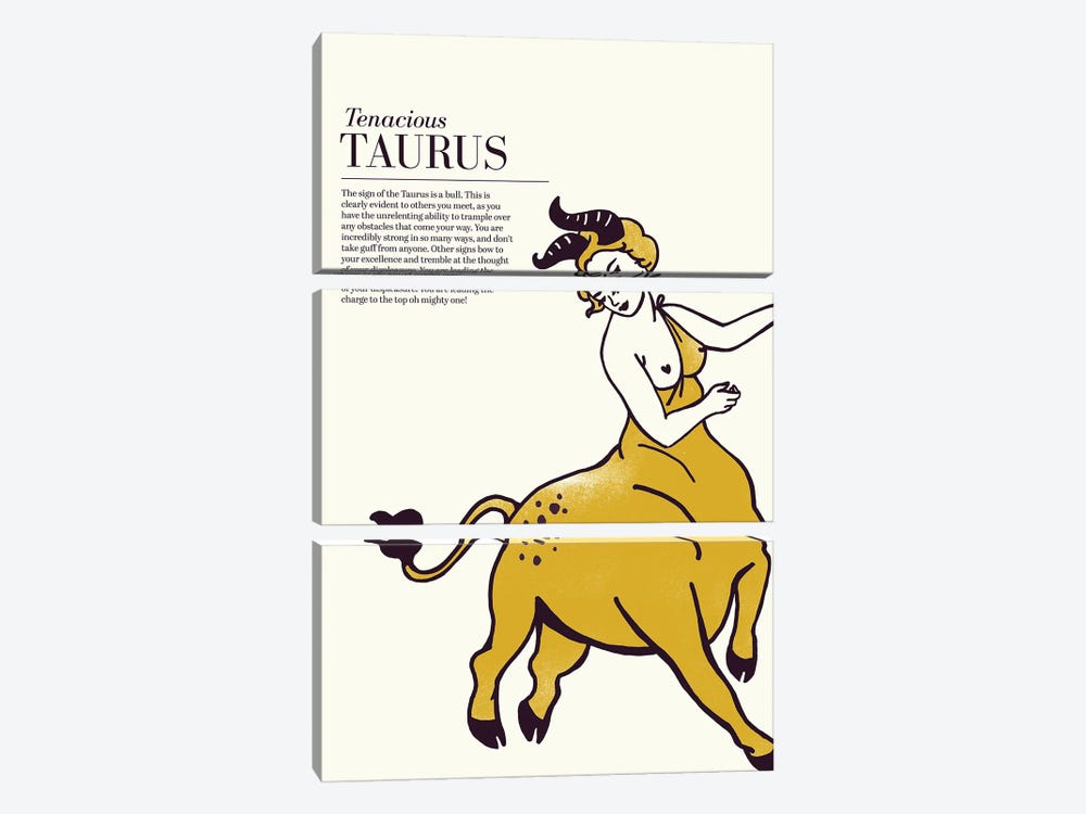 Zodiac Gold Taurus by The Whiskey Ginger 3-piece Canvas Print