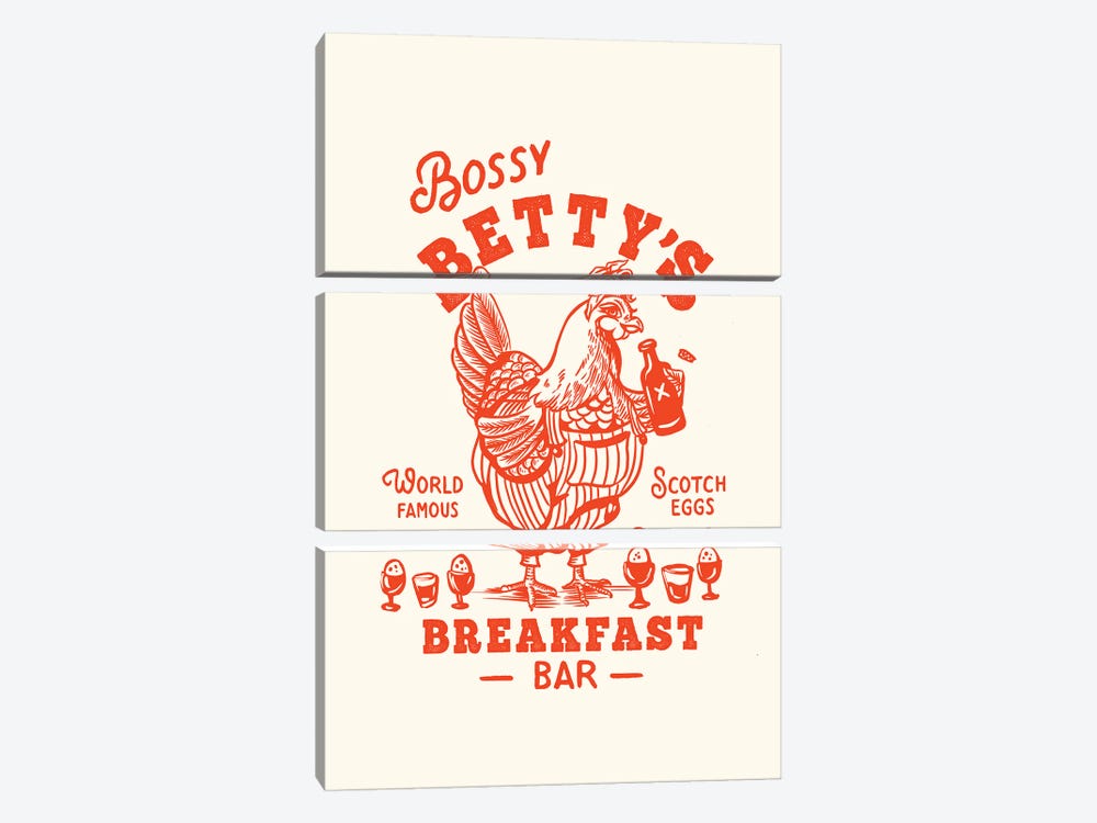 Bossy Betty Breakfast Bar by The Whiskey Ginger 3-piece Canvas Art Print