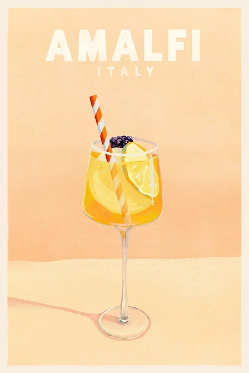 Amalfi Cocktail Travel Poster