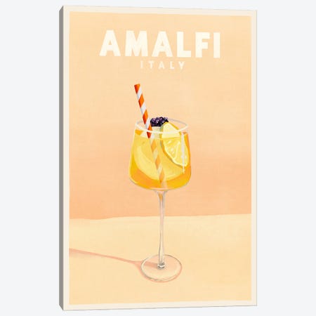 Amalfi Cocktail Travel Poster Canvas Print #TWG125} by The Whiskey Ginger Art Print