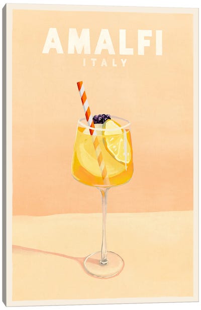 Amalfi Cocktail Travel Poster Canvas Art Print - Berry Art