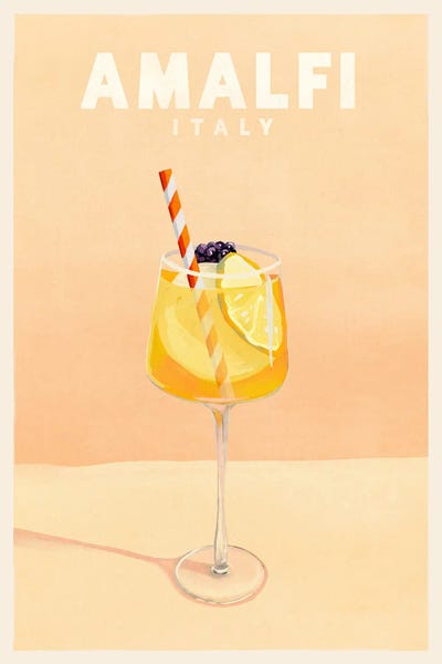 Amalfi Coast: Amalfi Cocktail Travel Poster by The Whiskey Ginger