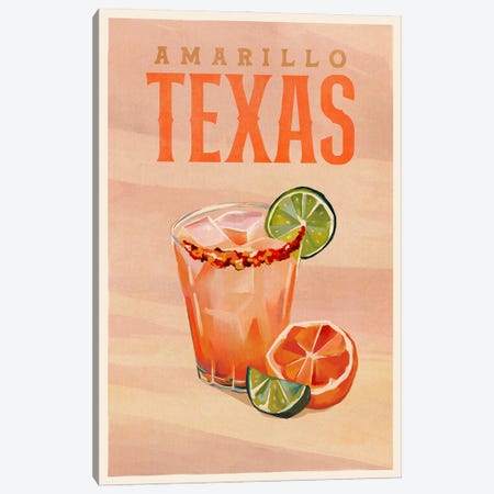 Amarillo Cocktail Travel Poster Canvas Print #TWG126} by The Whiskey Ginger Art Print