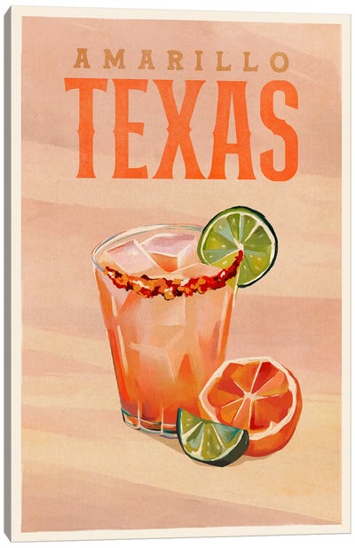 Amarillo Cocktail Travel Poster Canvas Art Print - Gin Art