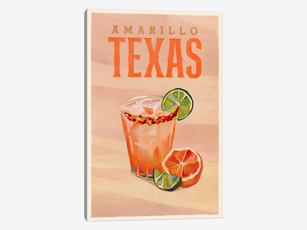Amarillo Cocktail Travel Poster by The Whiskey Ginger 1-piece Canvas Art