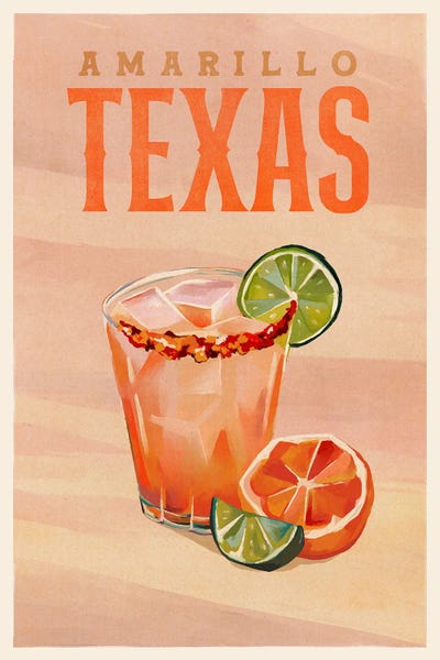 The Whiskey Ginger: Amarillo Cocktail Travel Poster by The Whiskey Ginger