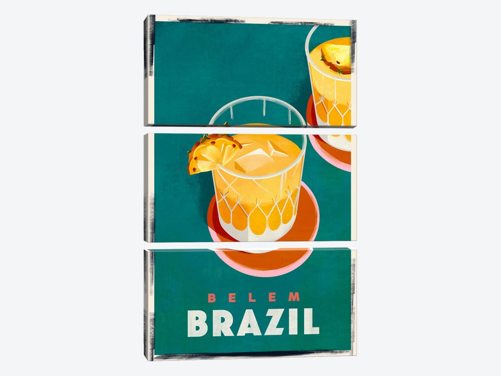 Belem Cocktail Travel Poster by The Whiskey Ginger 3-piece Canvas Art Print