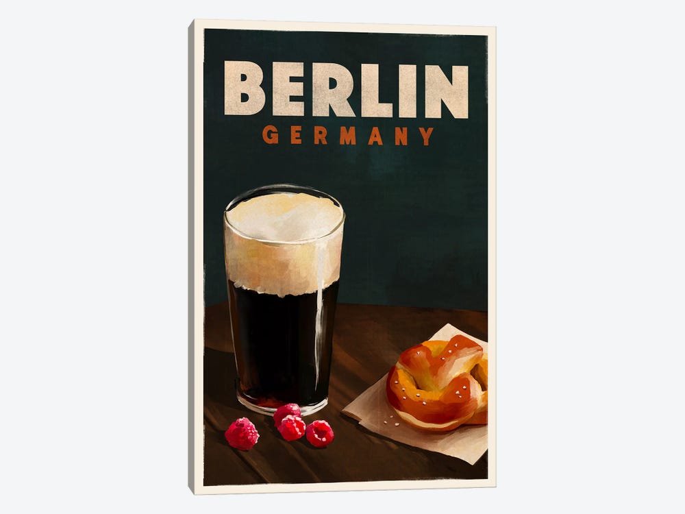 Berlin Cocktail Travel Poster by The Whiskey Ginger 1-piece Canvas Wall Art