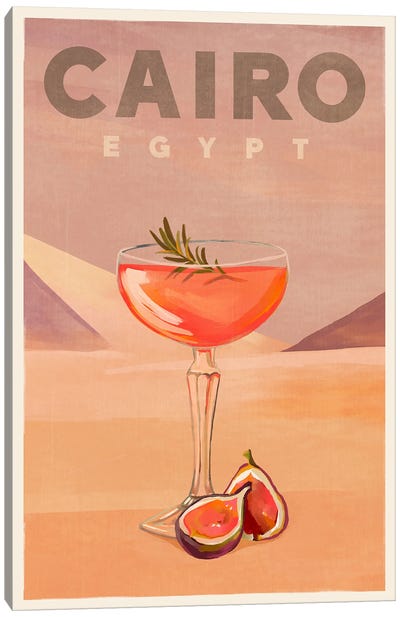 Cairo Cocktail Travel Poster Canvas Art Print - Herb Art