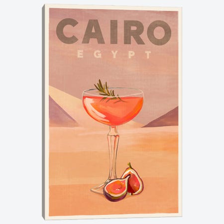 Cairo Cocktail Travel Poster Canvas Print #TWG129} by The Whiskey Ginger Canvas Artwork