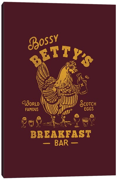 Bossy Betty Breakfast Bar Reverse Distressed Canvas Art Print - Vintage Kitchen Posters