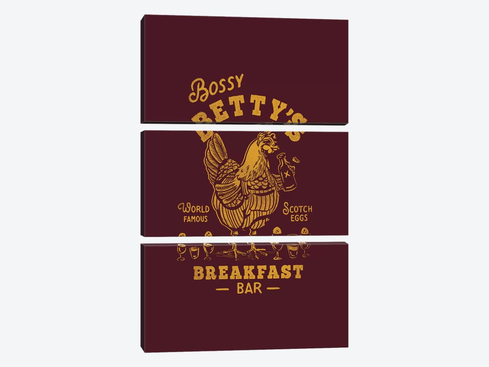Bossy Betty Breakfast Bar Reverse Distressed by The Whiskey Ginger 3-piece Canvas Art