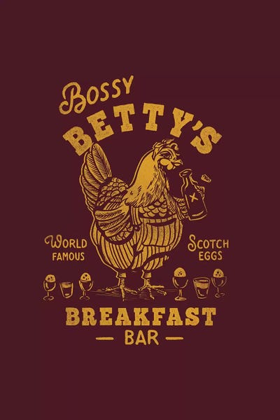 Vintage Kitchen Posters: Bossy Betty Breakfast Bar Reverse Distressed by The Whiskey Ginger