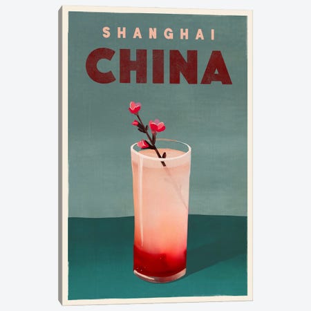 China Cocktail Travel Poster Canvas Print #TWG130} by The Whiskey Ginger Canvas Art Print