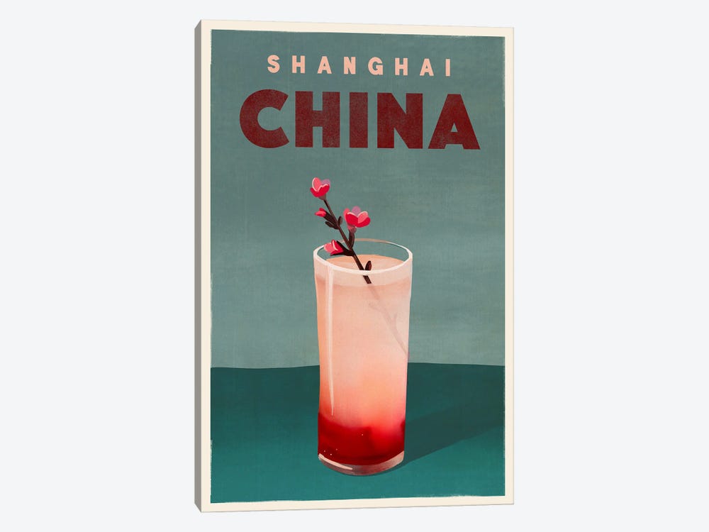 China Cocktail Travel Poster by The Whiskey Ginger 1-piece Canvas Print