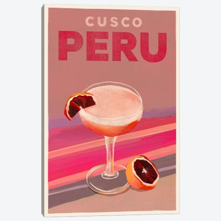 Cusco Cocktail Travel Poster Canvas Print #TWG131} by The Whiskey Ginger Canvas Print