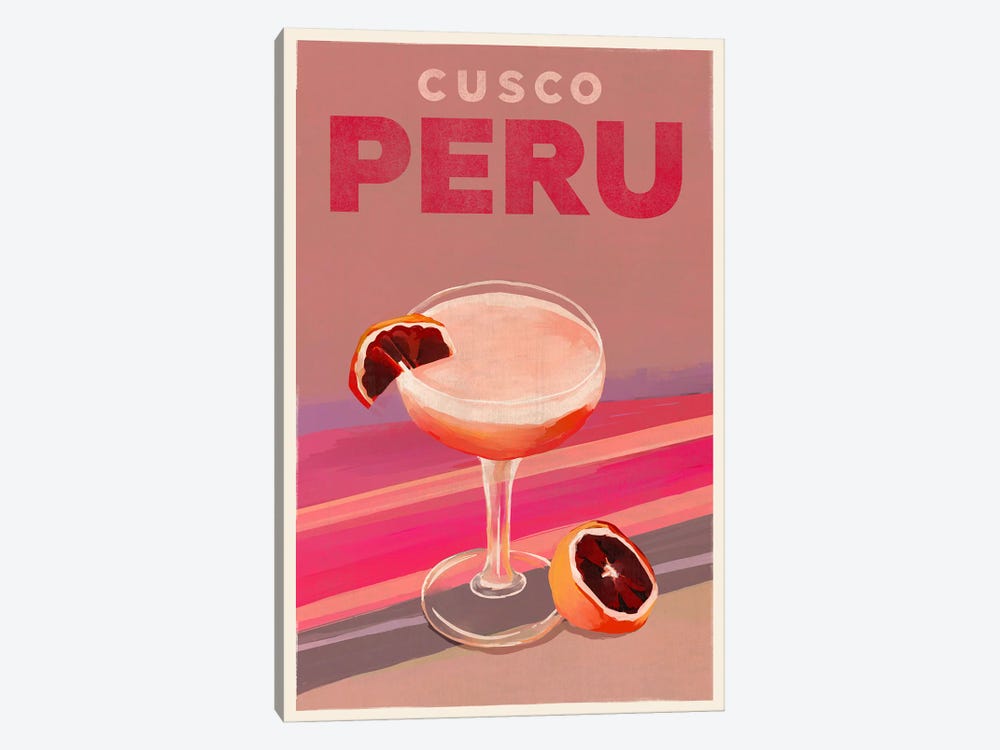 Cusco Cocktail Travel Poster by The Whiskey Ginger 1-piece Canvas Wall Art