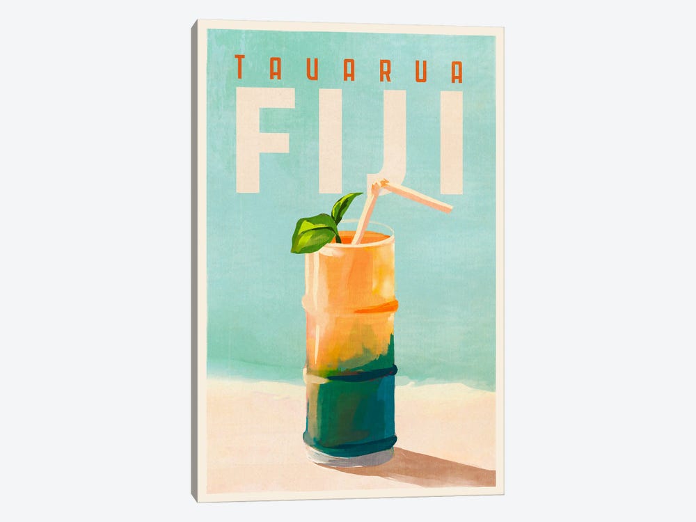 Fiji Cocktail Travel Poster by The Whiskey Ginger 1-piece Canvas Art Print