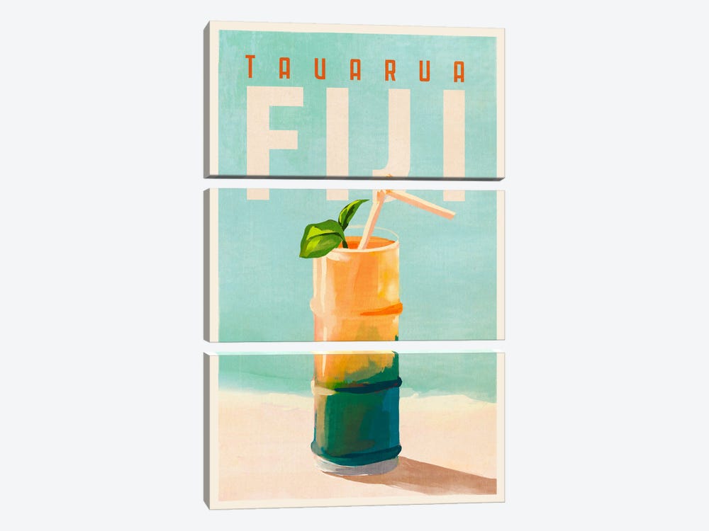 Fiji Cocktail Travel Poster by The Whiskey Ginger 3-piece Canvas Print