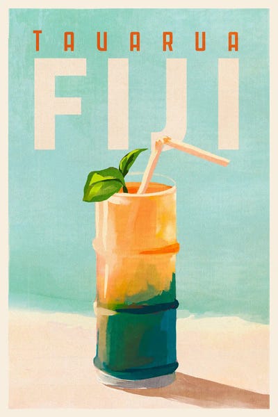 Rum: Fiji Cocktail Travel Poster by The Whiskey Ginger