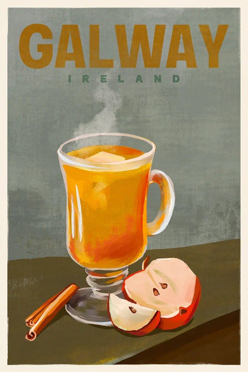 Galway Cocktail Travel Poster by The Whiskey Ginger wall art