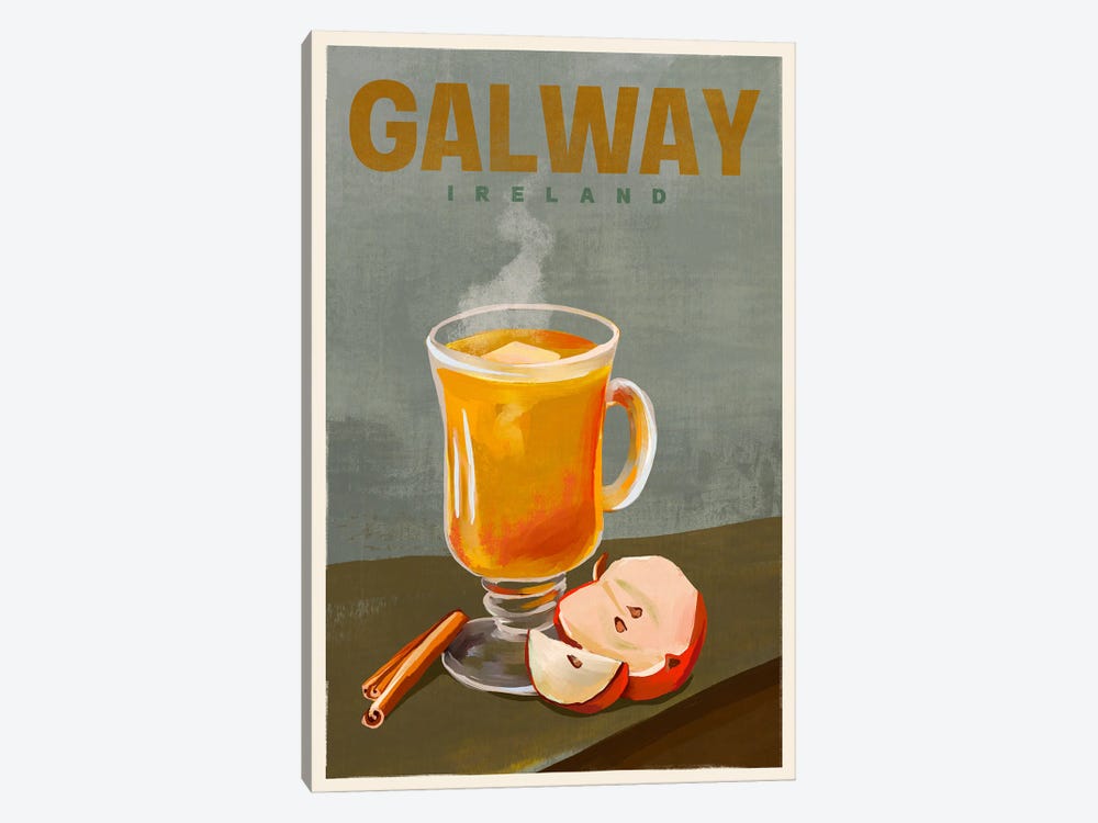Galway Cocktail Travel Poster by The Whiskey Ginger 1-piece Canvas Wall Art
