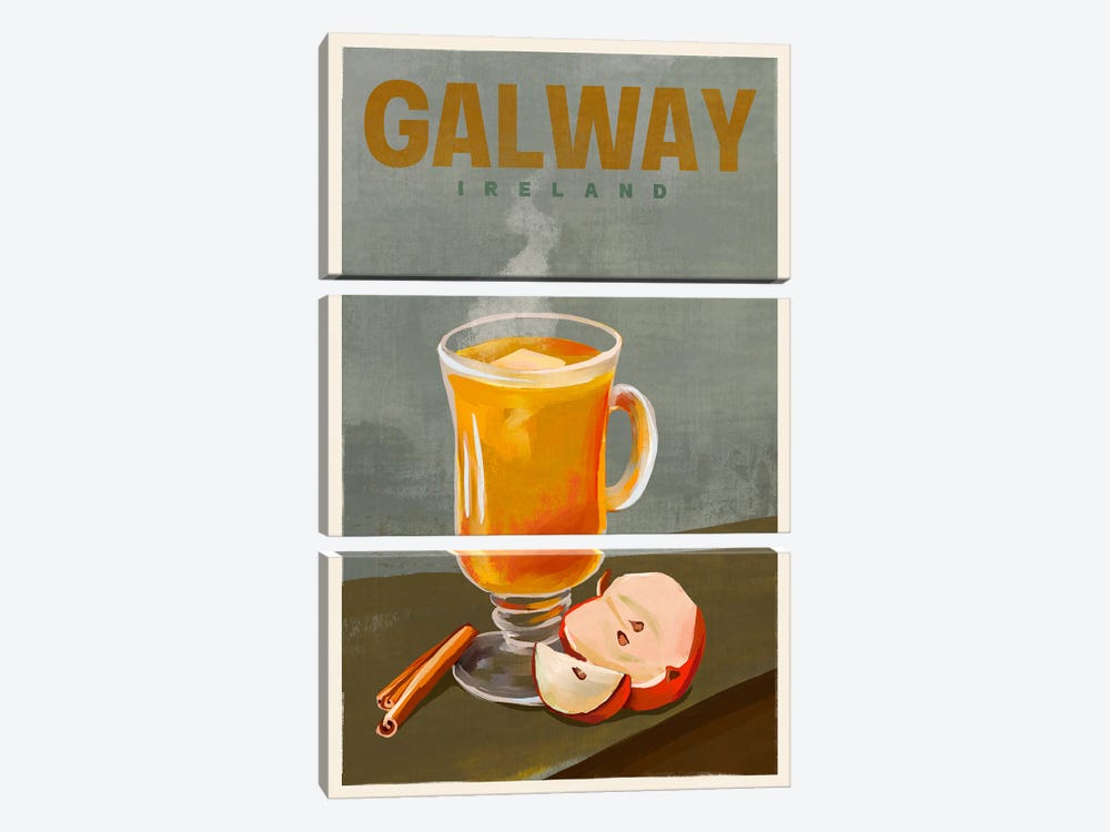 Galway Cocktail Travel Poster by The Whiskey Ginger 3-piece Canvas Artwork