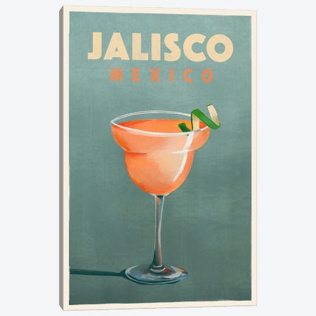 Jalisco Cocktail Travel Poster Canvas Print #TWG134} by The Whiskey Ginger Canvas Wall Art