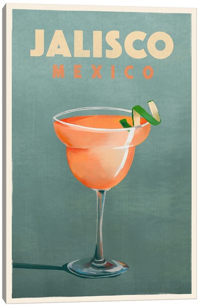 Jalisco Cocktail Travel Poster Canvas Art Print - Tequila Art