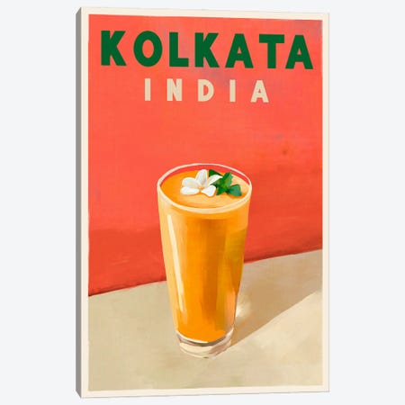 Kolkata Cocktail Travel Poster Canvas Print #TWG135} by The Whiskey Ginger Canvas Art