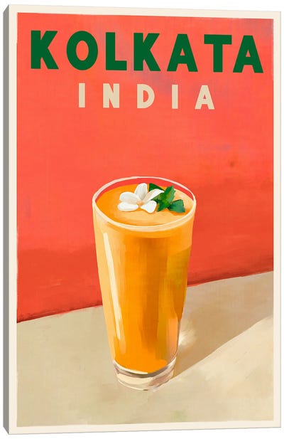 Kolkata Cocktail Travel Poster Canvas Art Print