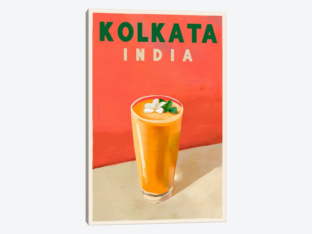 Kolkata Cocktail Travel Poster by The Whiskey Ginger 1-piece Canvas Wall Art