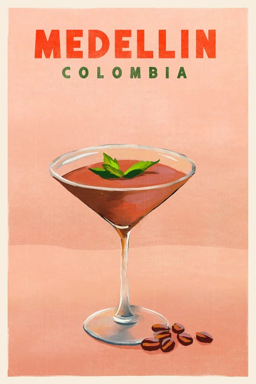 Medellin Cocktail Travel Poster